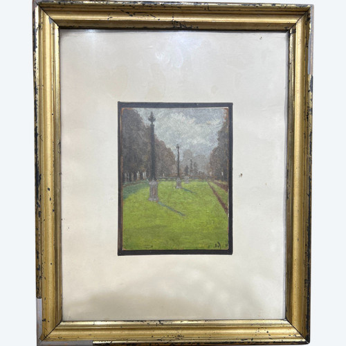 Französische Schule um 1900 - Pariser Garten, Monogramm A