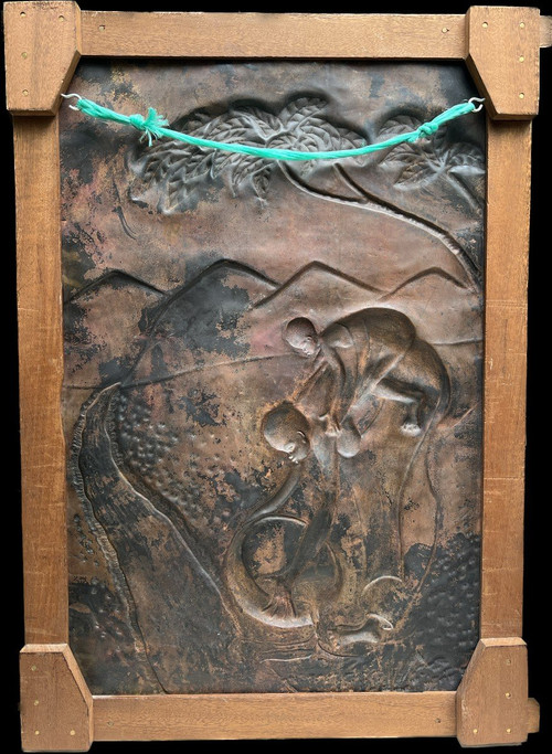 Ecole Française Du XXeme Siècle - Africanist Composition, Repoussé Copper - Dinanderie