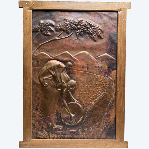 Ecole Française Du XXeme Siècle - Africanist Composition, Repoussé Copper - Dinanderie