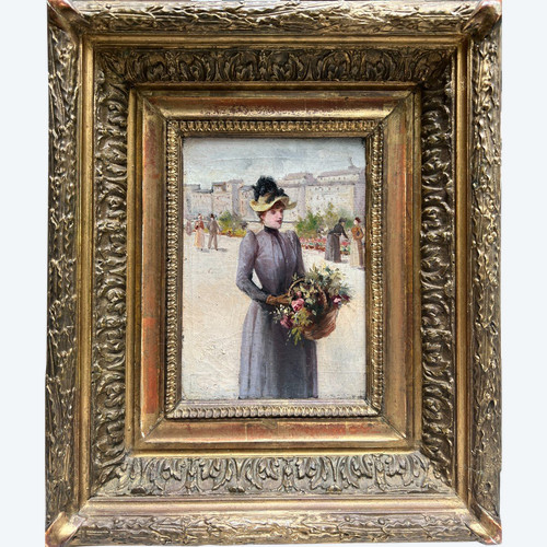 Ecole Française De La Fin Du 19ème Siècle - Paris, Elegante Bouquetière