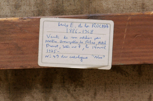 Luis Eduardo de la ROCHA CANALS, Sitzender Akt auf blauem Hintergrund (Großformat)