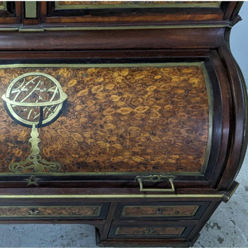 Secrétaire à Cylindre d'époque Louis XVI En Marqueterie De  Bois De Bout époque Fin XVIIIème ,