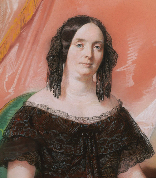 Eugène DEVERIA, Portrait de femme tenant une rose
