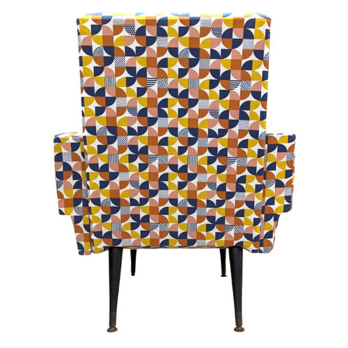 Fauteuil  Design 1950 Recouverts De Tissu Vintage