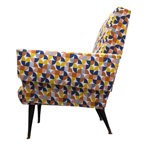 Fauteuil  Design 1950 Recouverts De Tissu Vintage