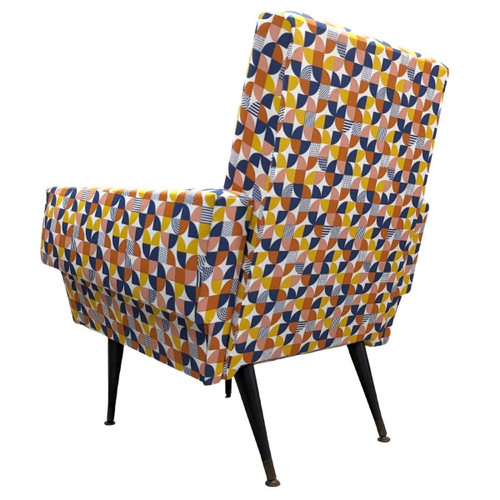 Fauteuil  Design 1950 Recouverts De Tissu Vintage