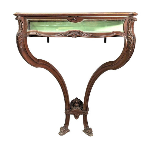Louis XV Style Console In Walnut Forming A Showcase From The 1900s