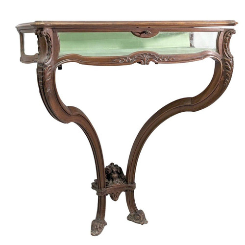 Louis XV Style Console In Walnut Forming A Showcase From The 1900s
