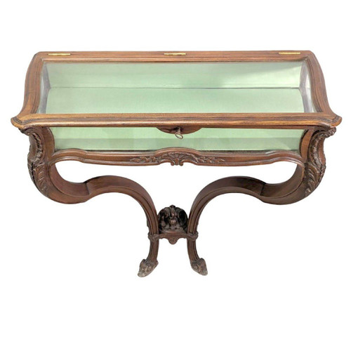 Louis XV Style Console In Walnut Forming A Showcase From The 1900s