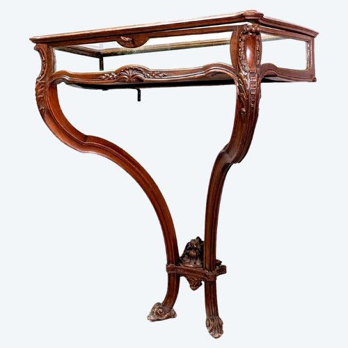 Louis XV Style Console In Walnut Forming A Showcase From The 1900s