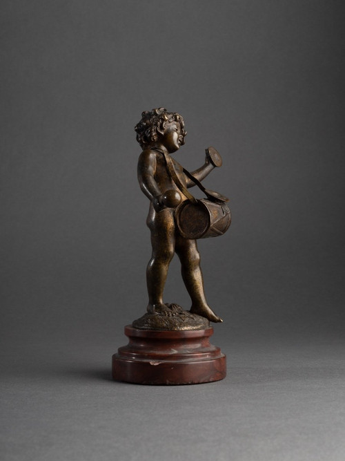 Bronzo di un putto musicista, Auguste Moreau (1834 - 1917)