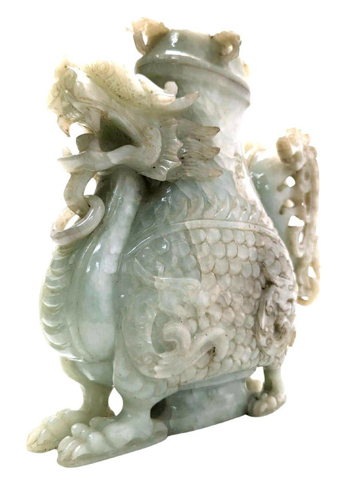 Pot Couvert En Jade à Décor De Dragon