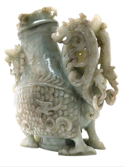 Pot Couvert En Jade à Décor De Dragon