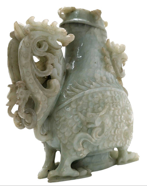 Pot Couvert En Jade à Décor De Dragon