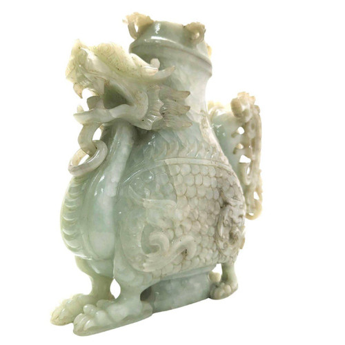 Pot Couvert En Jade à Décor De Dragon
