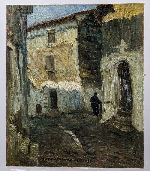 "louis Mathieu Verdilhan Street Of Village Oil On Canvas