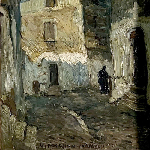 "louis Mathieu Verdilhan Street Of Village Oil On Canvas