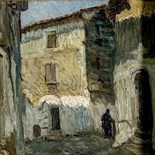 "louis Mathieu Verdilhan Street Of Village Oil On Canvas