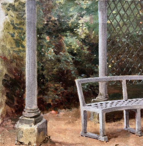 Ecole Française De La Fin Du 19ème Siècle - Bench And Pergola, Circa 1890