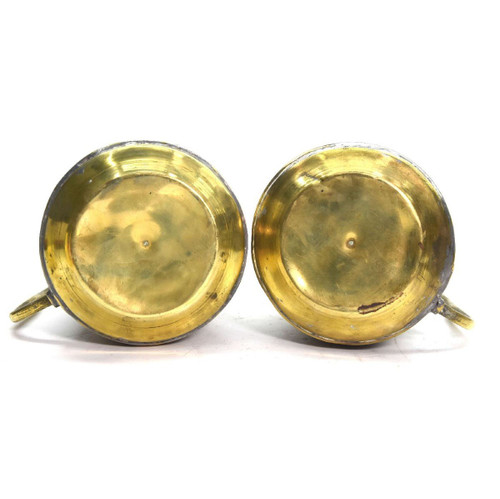 Coppia Di Brocche In Rame E Argento Dinanderie Opera Orientale, 1880/1900
