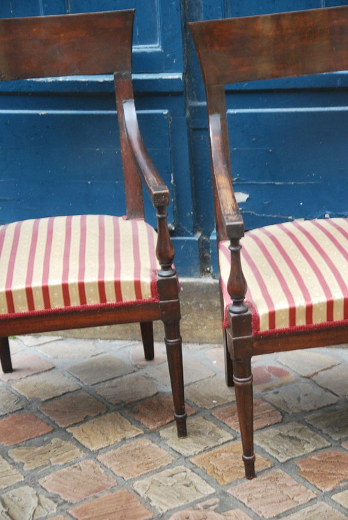 Pair Of Directory Armchairs, Consulate Stamped From Achard