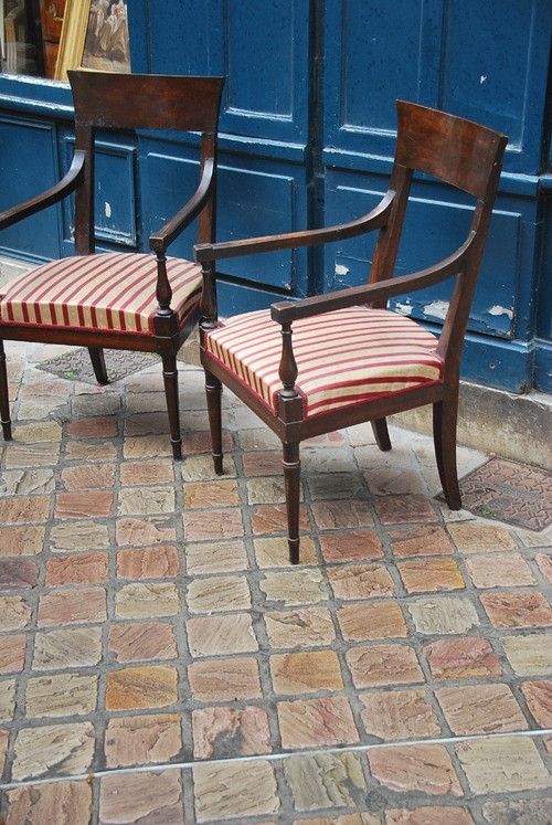 Pair Of Directory Armchairs, Consulate Stamped From Achard