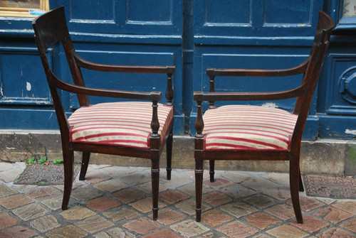 Pair Of Directory Armchairs, Consulate Stamped From Achard