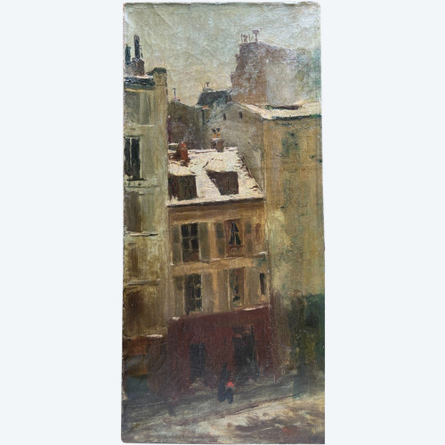 Ecole Française De La Fin Du 19ème Siècle - Vue De Paris En Hiver