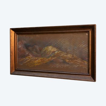 Woman sleeping on her side, a veil covers her nudity