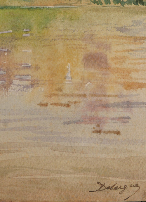 André Alfred DEBERGUE, Vue du Château de Durtal en Anjou