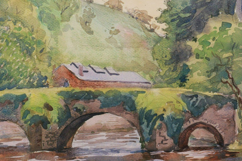 André Alfred DEBERGUE, Wäscherinnen unter der Lovignon-Brücke in Quimperlé
