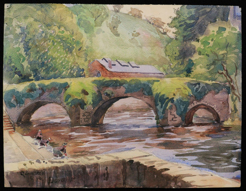André Alfred DEBERGUE, Wäscherinnen unter der Lovignon-Brücke in Quimperlé