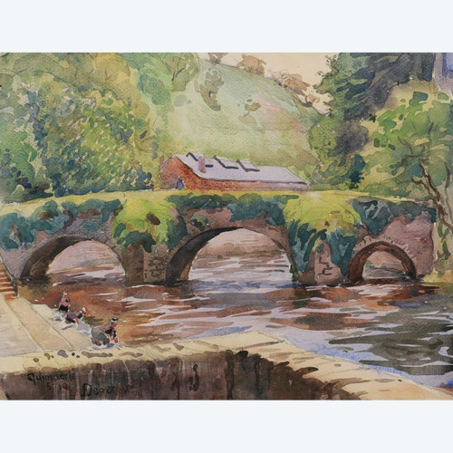 André Alfred DEBERGUE, Wäscherinnen unter der Lovignon-Brücke in Quimperlé