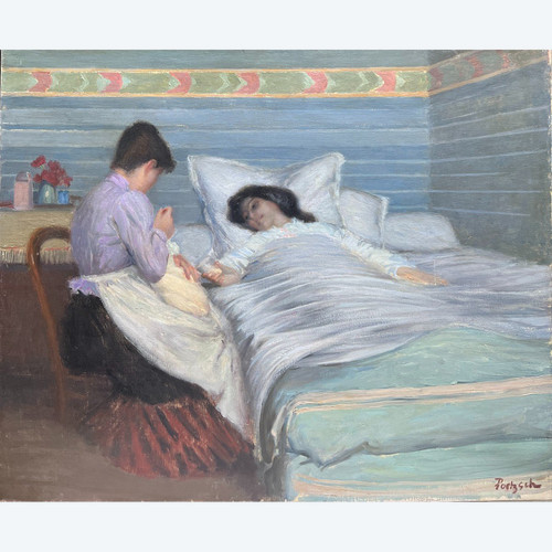 Gustave Poetzsch (1870-1950) - The Birth, First Day - Maternity, Circa 1900