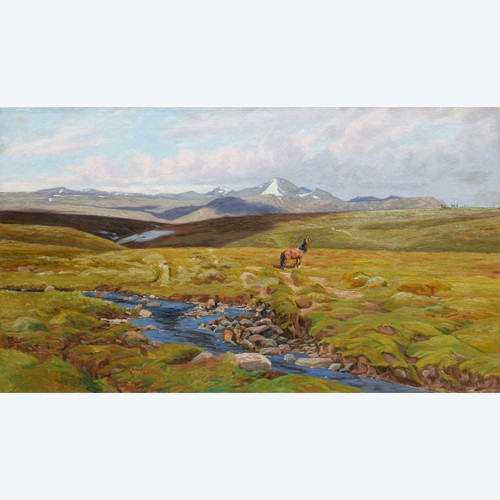 Johannes Marius Hartmann MÜLLER, Cavalli a Høvringen in Norvegia (grande formato)