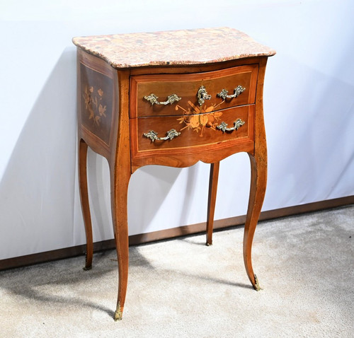 Petite Table Chiffonnière en Bois de Rose et Noyer, style Louis XV – 2ème Moitié XIXe