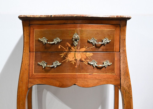 Petite Table Chiffonnière en Bois de Rose et Noyer, style Louis XV – 2ème Moitié XIXe