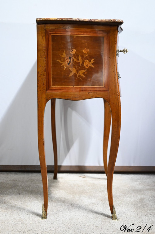 Petite Table Chiffonnière en Bois de Rose et Noyer, style Louis XV – 2ème Moitié XIXe