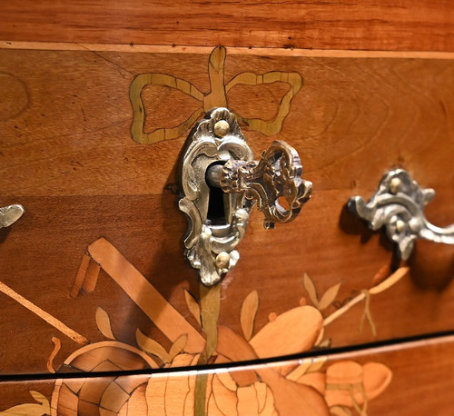 Petite Table Chiffonnière en Bois de Rose et Noyer, style Louis XV – 2ème Moitié XIXe