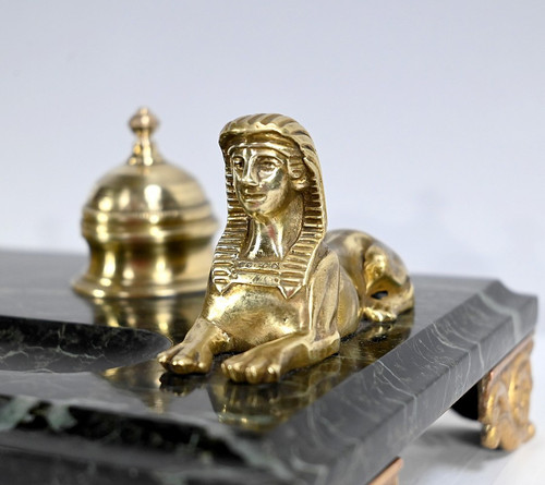 Inkwell in Bronze and Marble, Empire style - 1st part of the 19th century