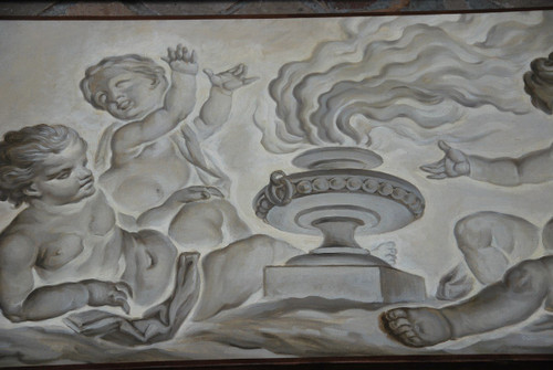 Suite Of 4 Putti Painted Canvases Attributable To Piat Joseph Sauvage Late 18th Century