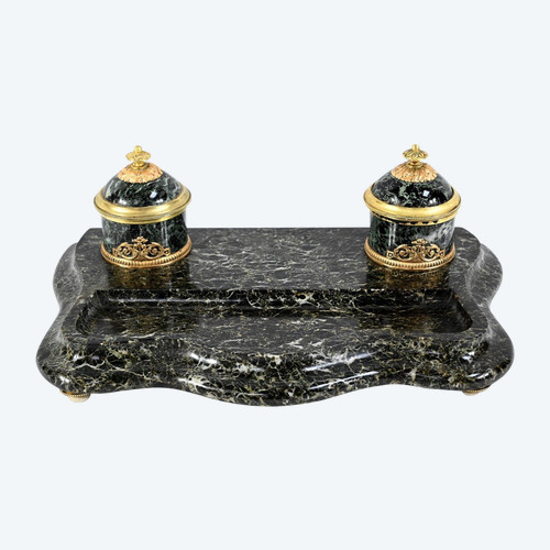 Inkwell in Marble and Bronze, Empire Style - 1st Part XIX