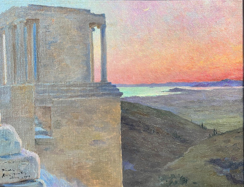 André Brouillet (1857–1914) – Athen, die Akropolis in der Abenddämmerung, 1903