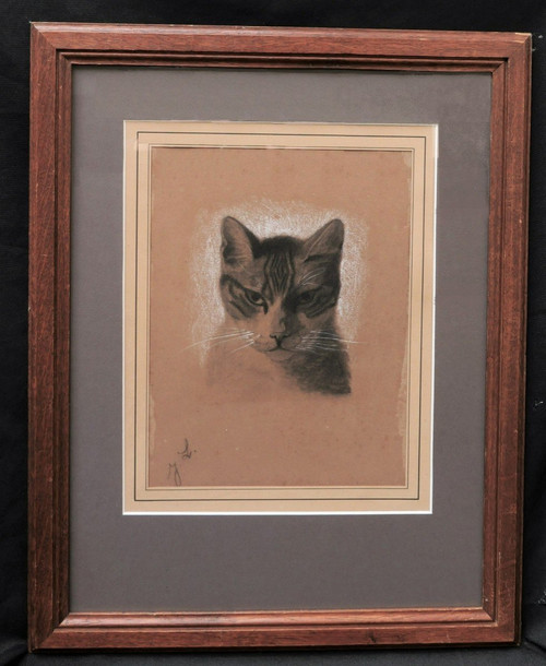 Attribué à Jules LAURENS, Tête de chat