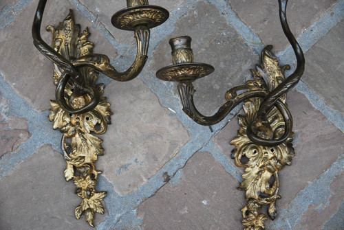 Pair Of Bronze Sconces XVIIIth Regency Period