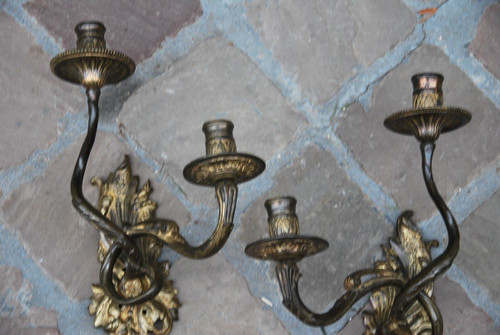 Pair Of Bronze Sconces XVIIIth Regency Period