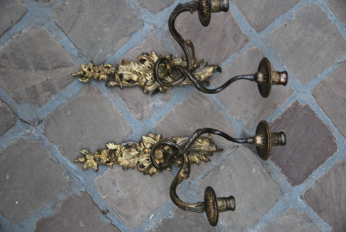 Pair Of Bronze Sconces XVIIIth Regency Period