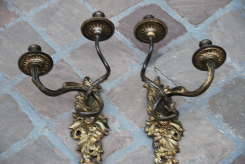 Pair Of Bronze Sconces XVIIIth Regency Period