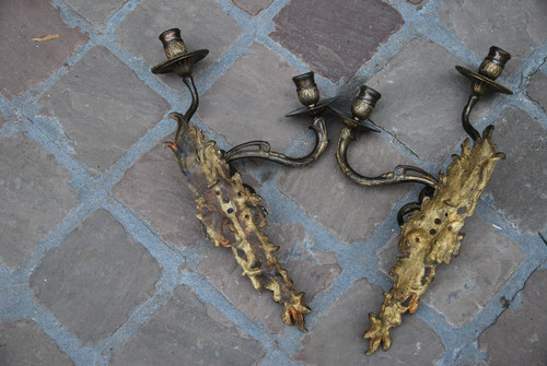 Pair Of Bronze Sconces XVIIIth Regency Period