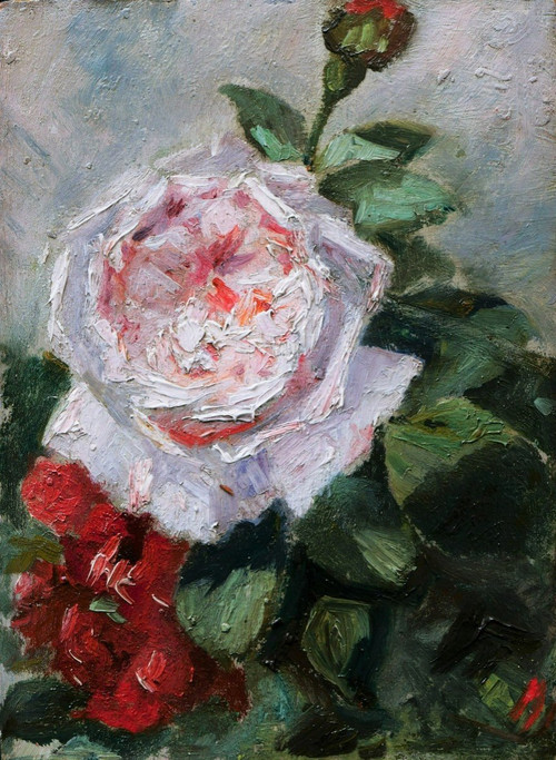 Scuola impressionista francese, fine del XIX secolo, Studio di una rosa